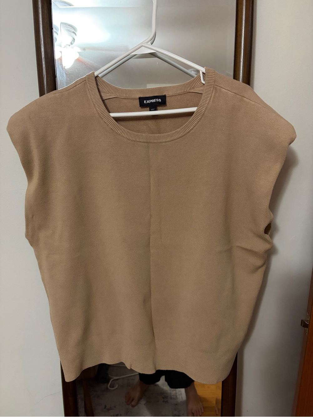 Express Women's Sleeveless / Capped Sleeve Knit Top in Camel